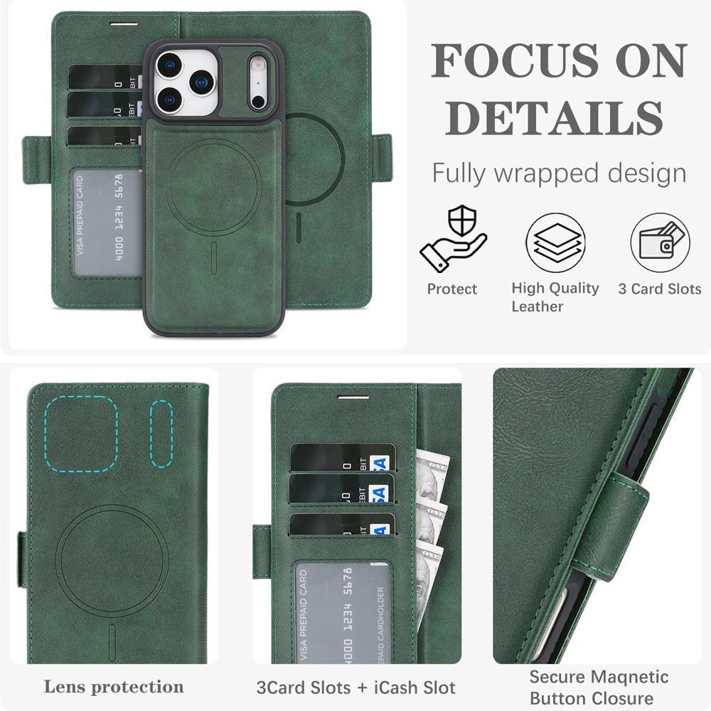 2 in 1 Magnetic Wallet Case for IPhone 18 17Air 17 Promax 16 Pro Max 15 Plus 14 13 12 Wireless Charging Phone Cover Cards Slot