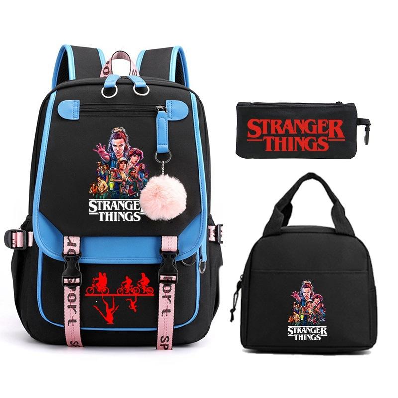 Trend Stranger Things Children'S Backpack Combination Three-Piece Male And Female Versatile Student School Bag