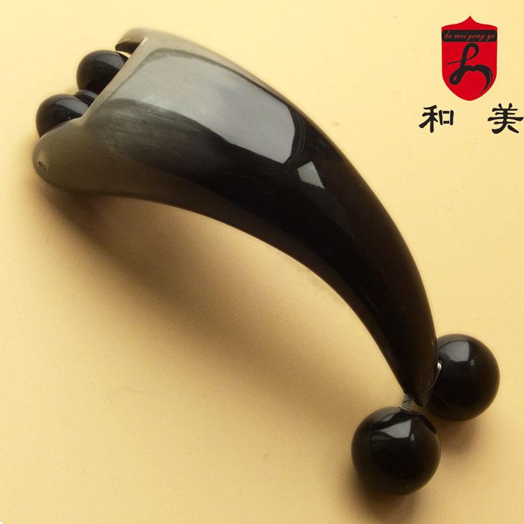 Multifunctional natural horn Y-type roller massage cart, beauty and health double-head massage wheel