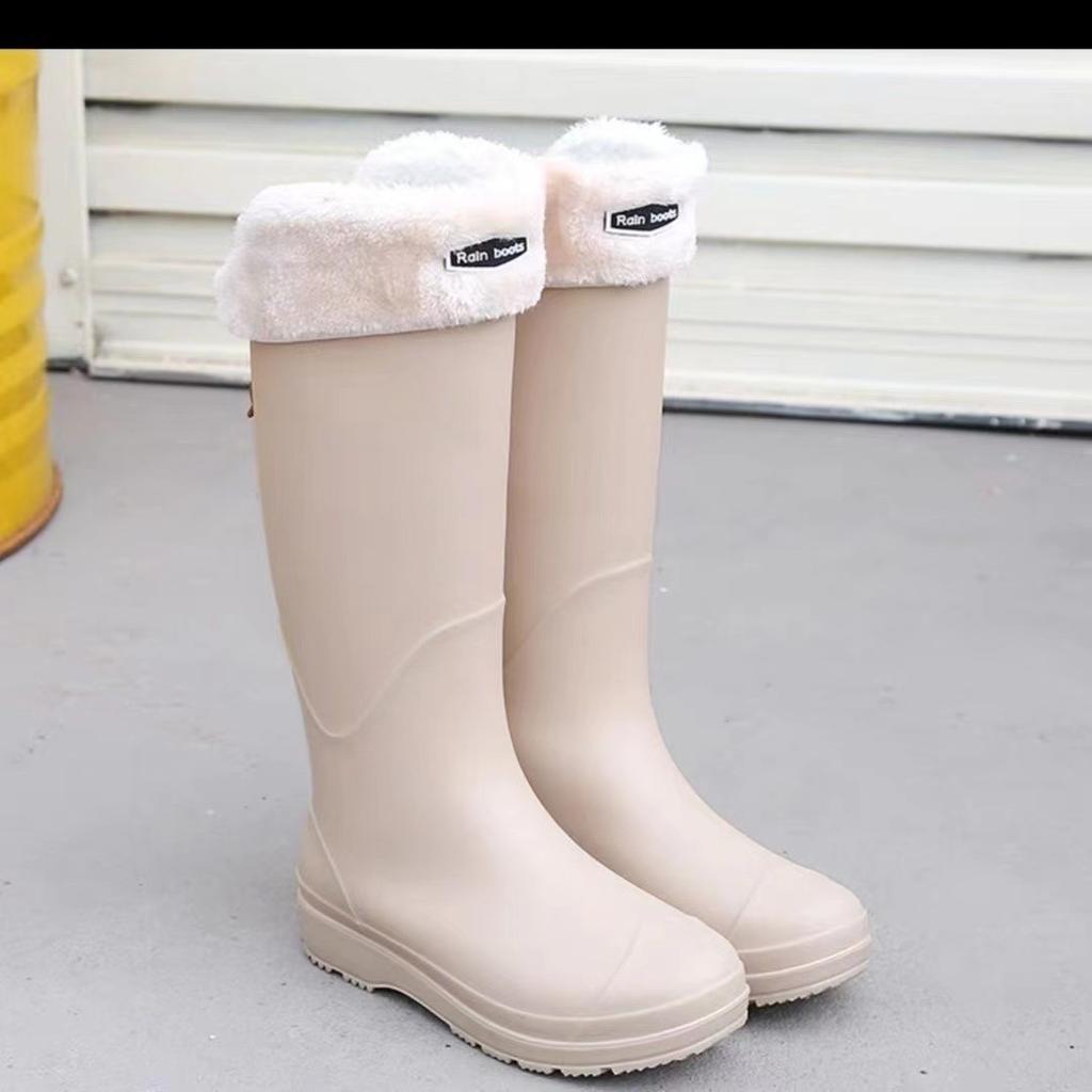 High tube rain shoes men's and women's non-slip waterproof shoes thick sole wear-resistant long tube water boots outdoor wading rubber shoes fashion