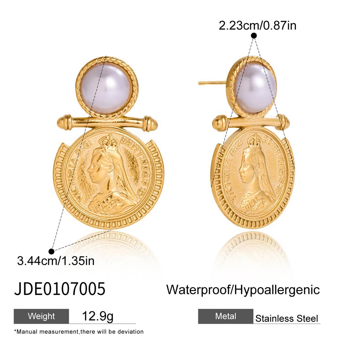 Coin titanium steel stud earrings niche earrings stainless steel non-fading earrings