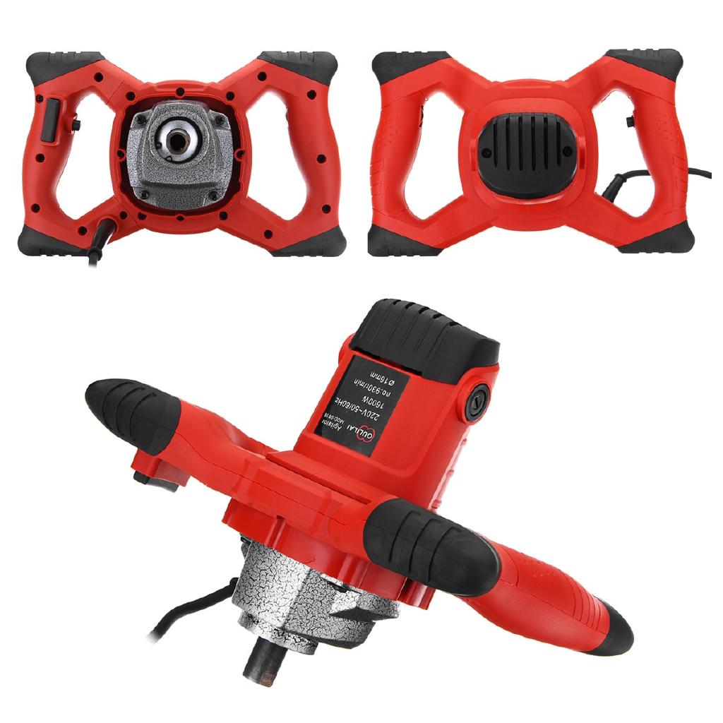 Electric Mortar Mixer 1600W 6 Speed Paint Cement Handheld Stirrer Paint Cement Grout Mixing Tool Low Gear US Plug New