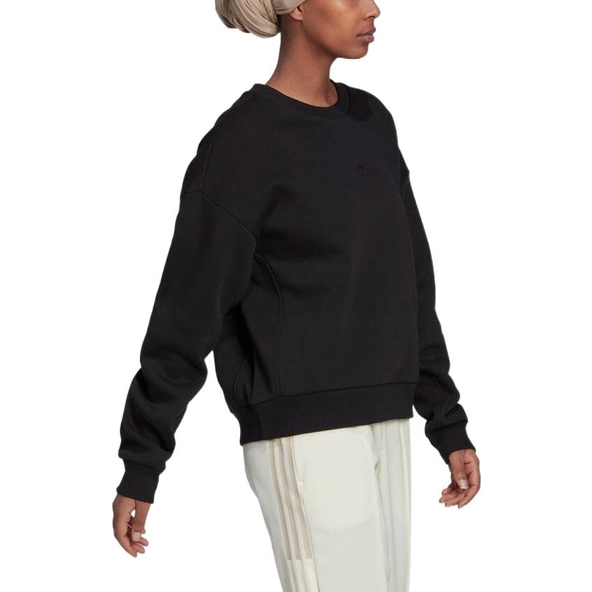 Adidas Einfarbiges Rundhals-Pullover-Sweatshirt Damen Sweatshirts Schwarz HJ7995