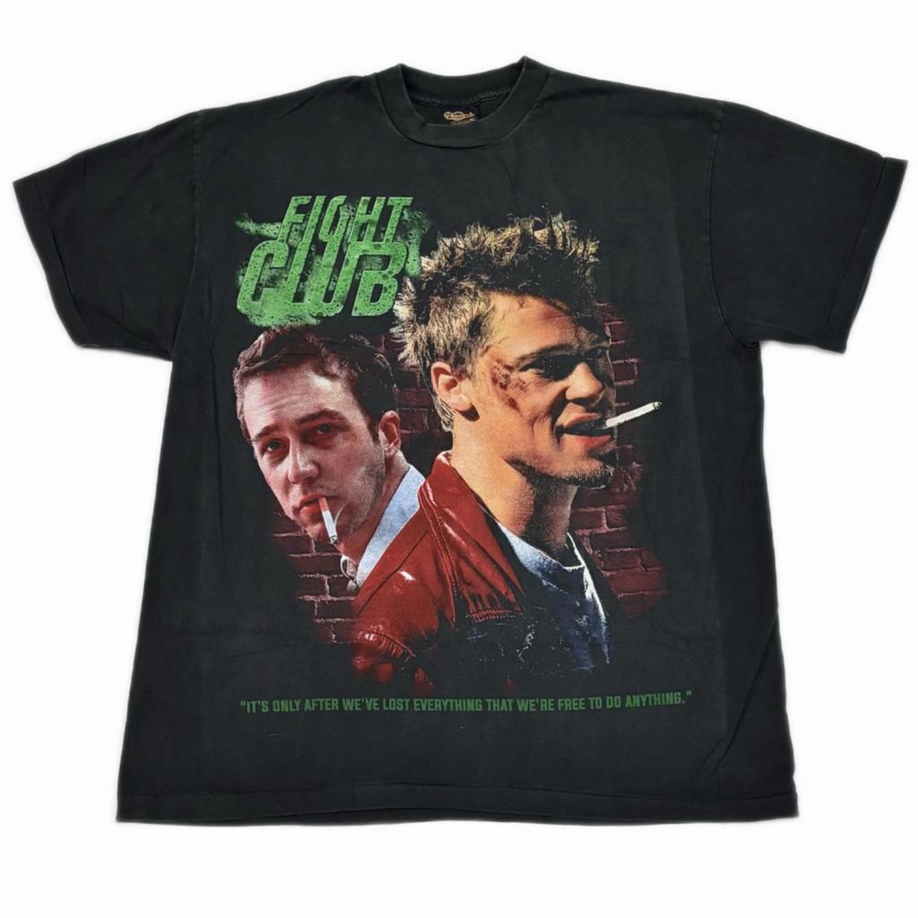 Vintage Fight Club Movie Promo 1999 Brad Pitt Edward Norton XL T-Shirt REPRINT