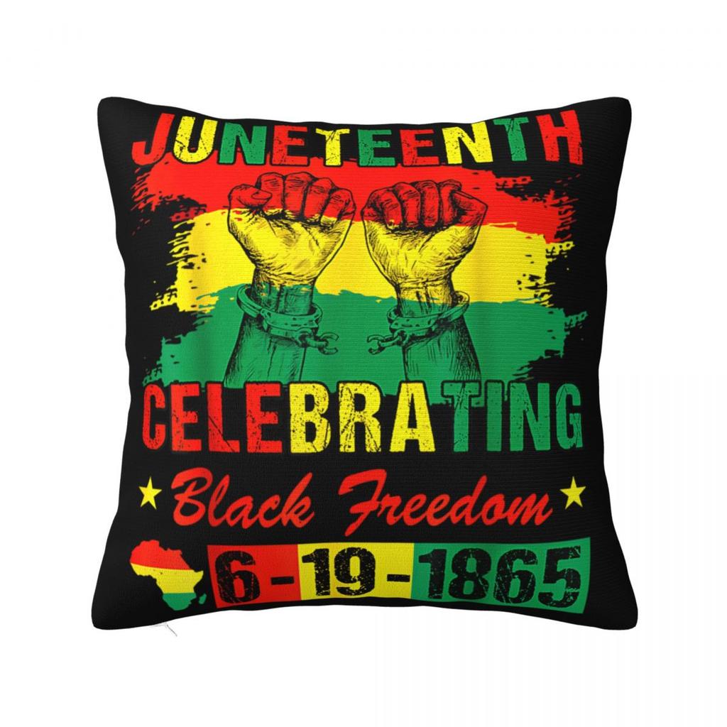 Kwadratowa poszewka na poduszkę Juneteenth Poliestrowe poduszki na sofę Świętowanie Czarnego 1865 Afroamerykańska spersonalizowana poszewka