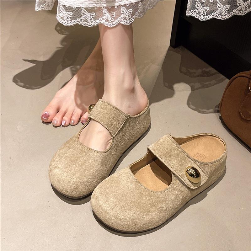 Spring fashion little golden beans Mary Jane pedal half a bag of height-increasing slippers Ou Ruofeng shoes