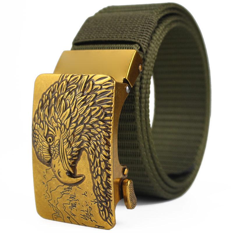 Belt, Men's Automatic Buckle Toothless Business Casual Men's Belt, Young People's Personality Trendy Nylon Canvas