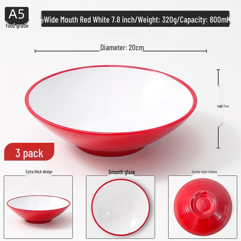 VAKADA Melamine Noodle & Soup Bowls (3-Pack)