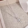 S925 Sterling Silver Zirconia Cross Pendant Necklace - Retro Fashion Style Clavicle Chain X110