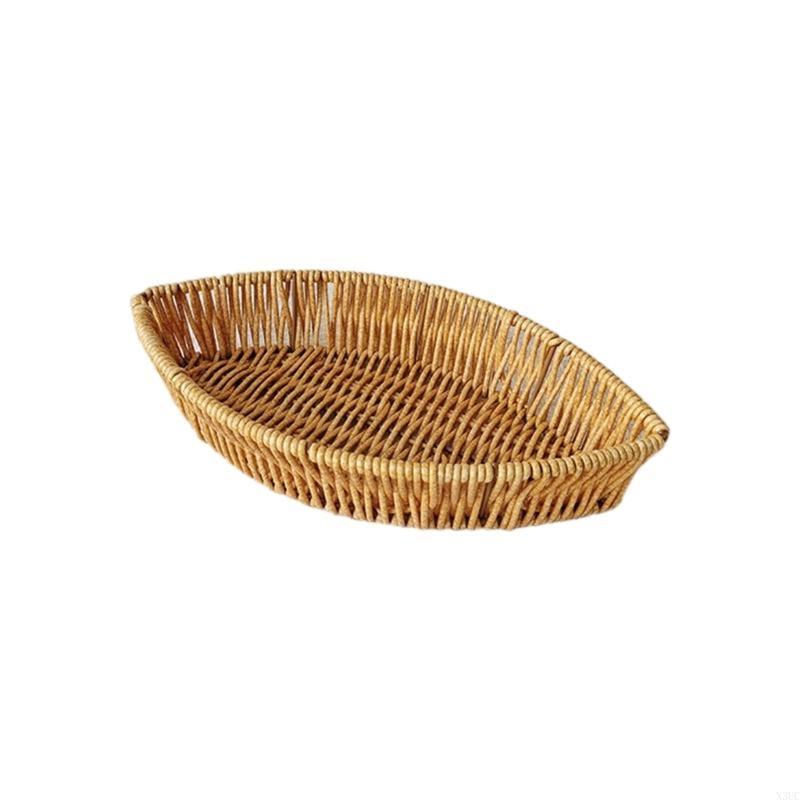 

Practical Imitation Rattans Snacks Tray Convenient Fruit Storage Plate Elegant Shaped Bread Vegetable Container X3UC