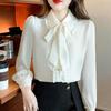 Bow-sleeved Long-sleeved Shirt Women's Spring and Autumn Clothes Korean Version of The Niche Blouse Design Sense Loose Temperament Chiffon Shirt