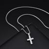 Punk Small Cross Necklace for Men Boys,Hip Hop Pendant Necklace with 50cm Stainless Steel Square Box Chain Gifts