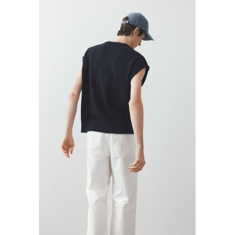 H M Regular Fit Sweater Vest Navy Blue