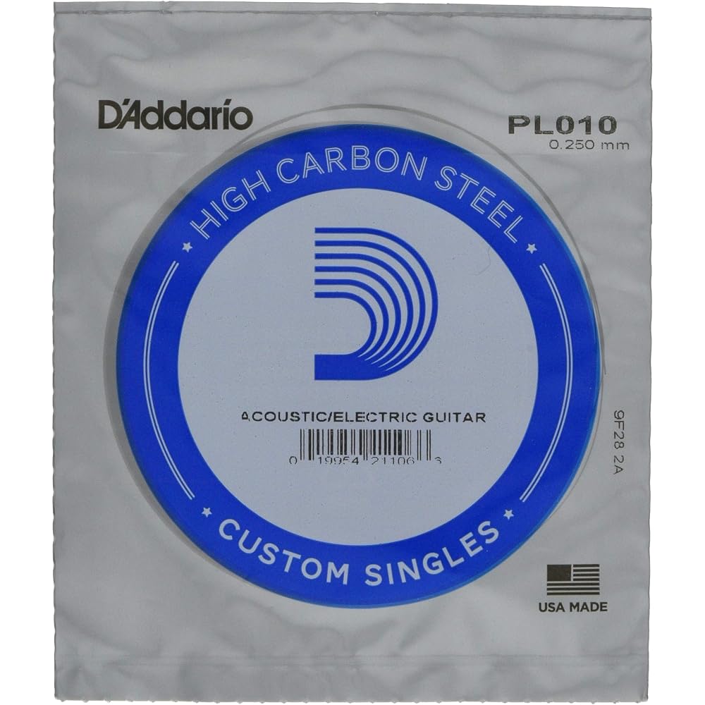 D Addario Electric/Acoustic Guitar Individual Strings, Plain Steel .010 PL010, Set of 5 [Authenti...