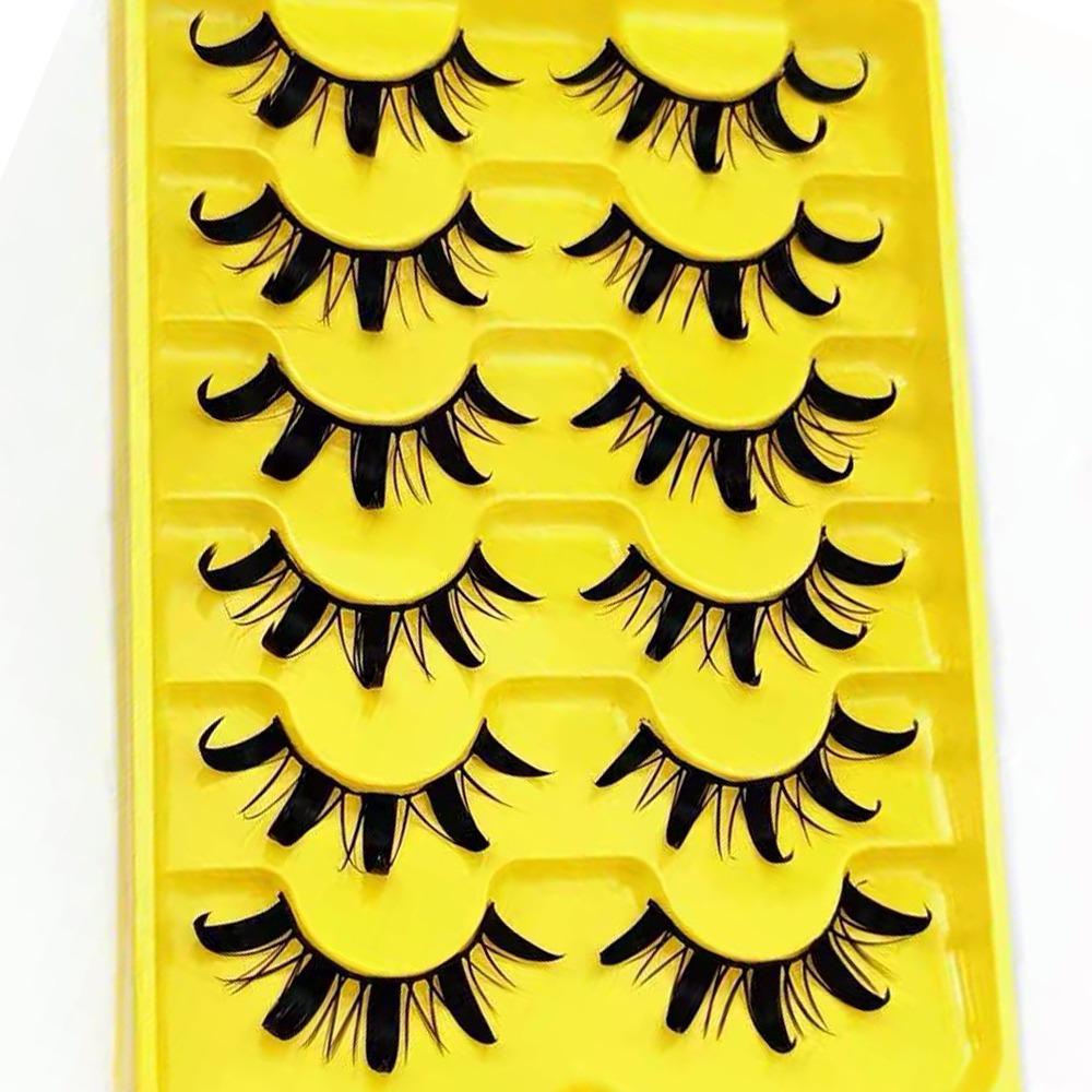 6 Pairs Dramatic 3D Faux Mink Eyelashes Wispy Fluffy Thai Eyelashes False Eyelashes Extension