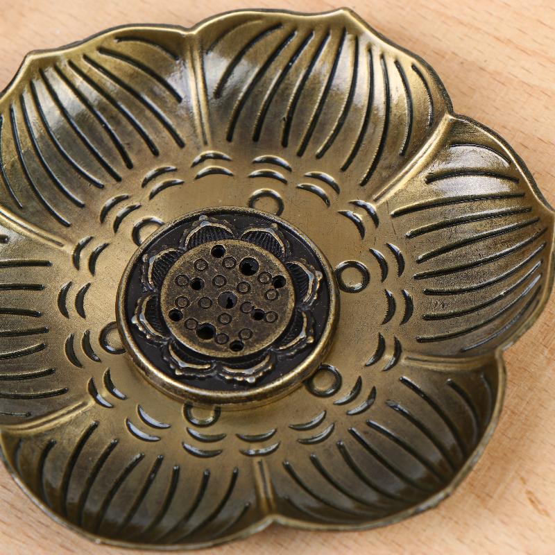 1Pcs Home Room Decoration Flower Shaped Metal Incense Burner Craft Ornament For Spa Yoga Meditation Accessories