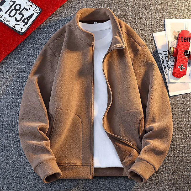 

Men s Warm Fleece Jacket with Stand Collar: Thickened Plus Velvet Cardigan Hoodie for Autumn and Spring 2XL 150-170