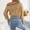 Women's Off Shoulder Ribbed Knit Pullover Sweater Long Sleeve Fall Top