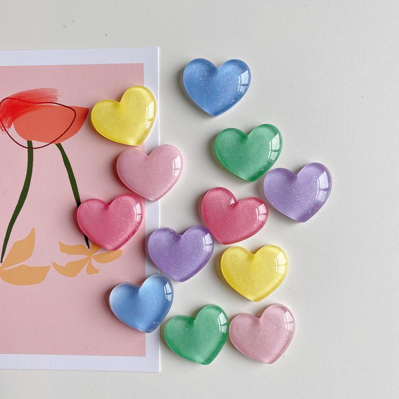 6pcs Glitter colored loving heart  Fridge Magnet Photo Wall message board Magnetic Bulletin board decoration stickers Home Decor