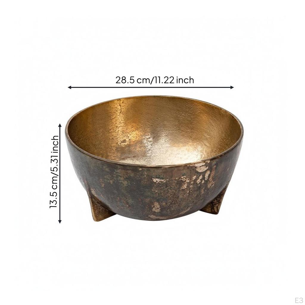 Aluminum Bowl with Feet Textured Flower Planter Elegant for Entryway