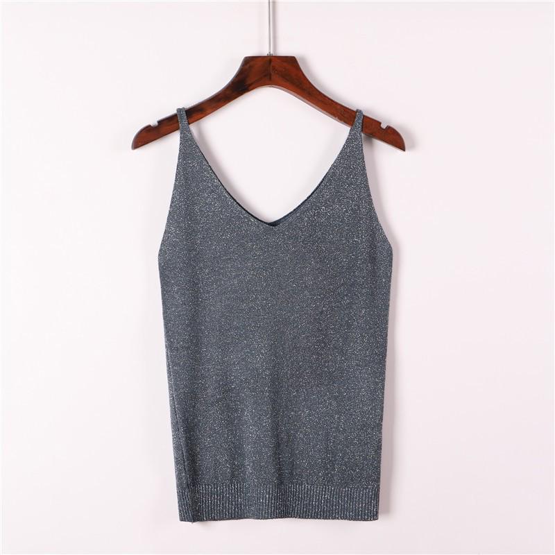 Glänzendes Pailletten-Strick-Camisole-Westen-Top für Damen
