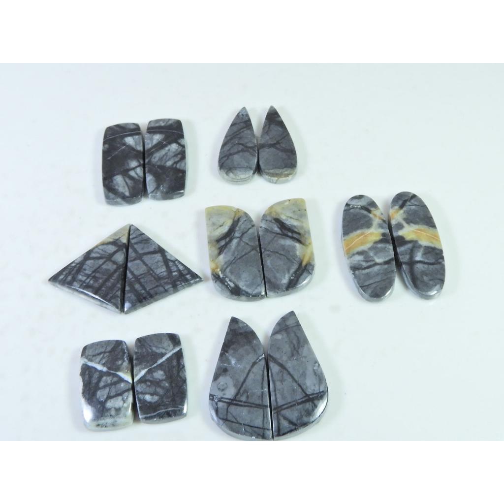 Natural Picasso Jasper Matched Pair Mix Cabachon Loose Gemstone 07 Pair Lot C-2750