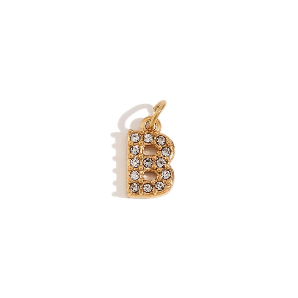 MamacitaSlay Cute Shiny Rhinestone Mini 26 Initial Letter DIY 316L Stainless Steel Charms Jewelry Accessories Round Chain Women