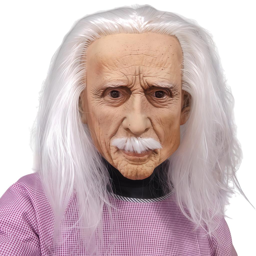 Old Man Mask Cos Old Man Grandpa Halloween Horror Headgear Costume Wig Human Face Mask
