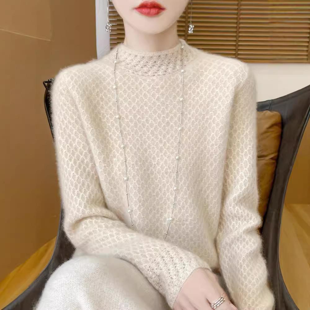 

Soft and Thick Honeycomb Semi-high Round-neck Knitted Sweater for Autumn and Winter, Worn As An Outer Layer or Inner Layer XXL