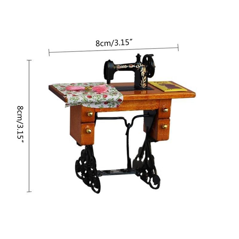 3.15x3.15in Dollhouse Retro Sewing Machine Decoration Toys for 6-8 Year Old Kids Pretend for Play Supplies Worth to Keep