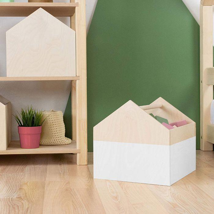 Boîte de rangement bicolore HOUSE blanc