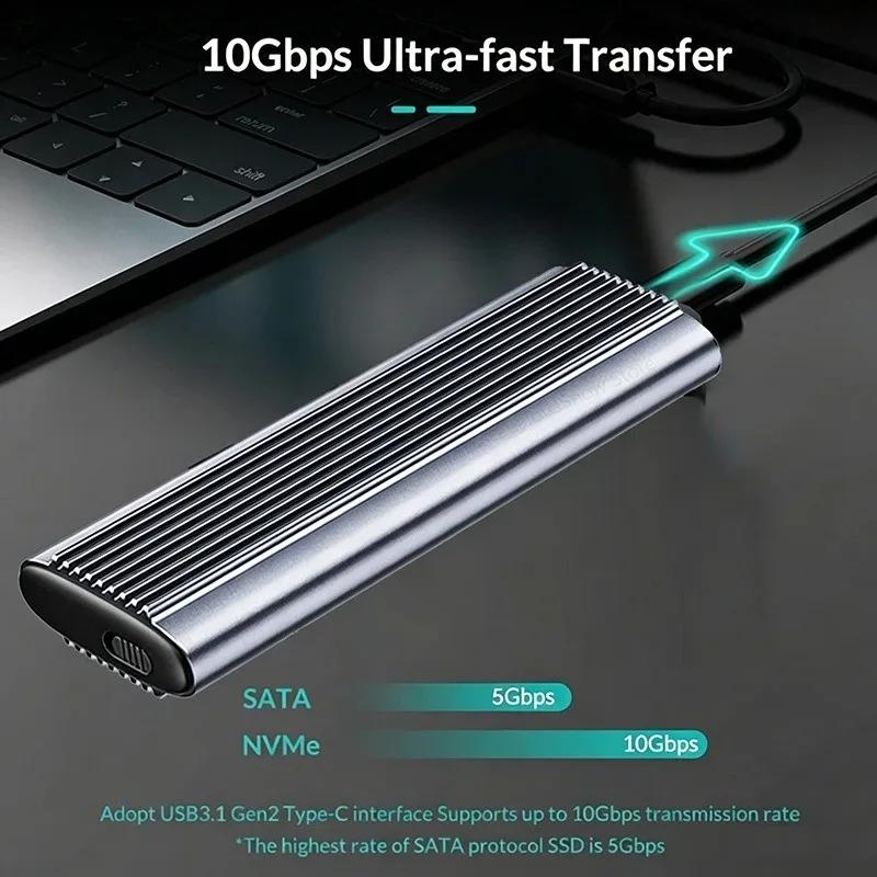 USB3.1 M.2 SSD Gehäuse Mobiles Gehäuse Unterstützt NVME SATA Typ-C Massives Metall Externes Festplattengehäuse Laptop Telefon SSD