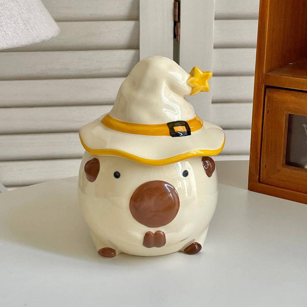 Halloween/Christmas Gift Coffee Cup,Wishing and Praying Ceramic Mug - Novelty Coffee Mug, Cute Decorative Mug With Lid 350ML