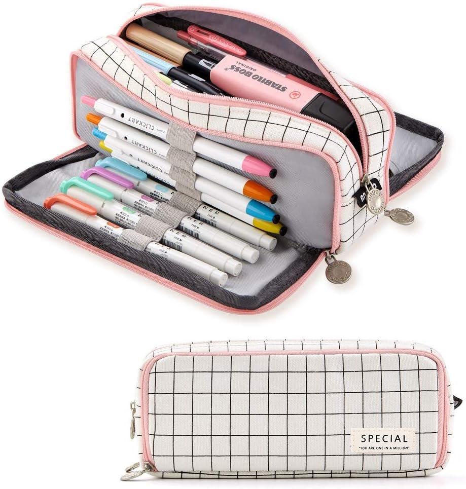 

Aesthetic Fabric Student School Pencil Case Dual-window Design Back To School Stationery