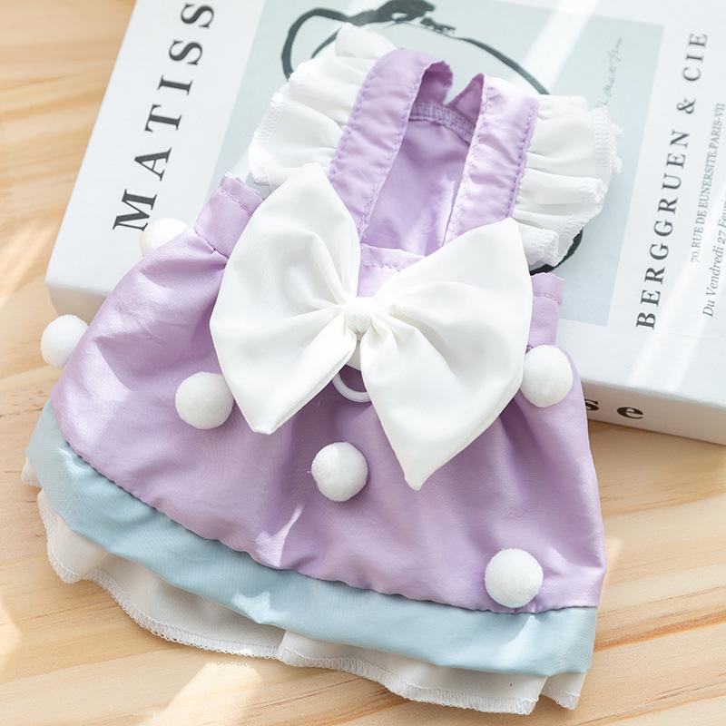 Spring/Summer Dog Cute Princess Wind Cake Big Bow Dress Cat Two-legged Skirt Pet Dog Dress