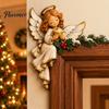 Holiday Door Decor Christmas Wooden Topper, Funny Snowman Nutcracker Penguin Angel Santa Claus Indoor Decoration Frame Corner Sign for Window