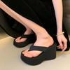 Women's Clip Toe Wedge Flip Flops 2026 Summer Chunky Platform Beach Sandals Woman Thick Sole High Heeled Slippers Slides