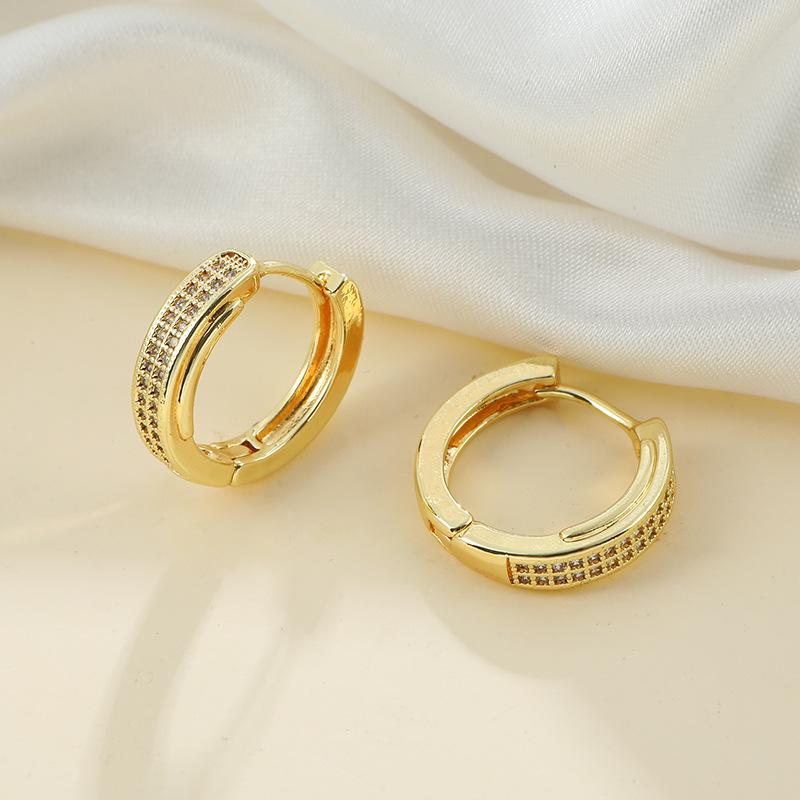 Huazi Style Zircon Stud Earrings for Women - Gold-Plated, Non-Fading Luxury Jewelry