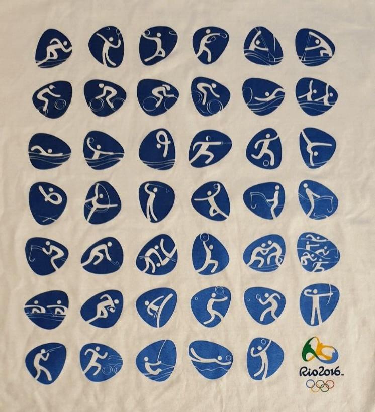 

OLYMPIC GAMES Rio de Janeiro 2016 Official Pictogram TShirt White Size 2XL BNWT Unisex T-Shirt S