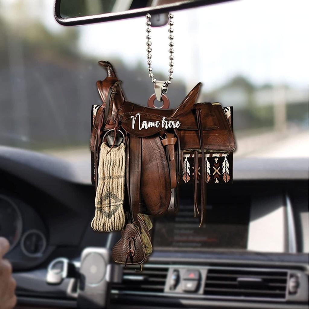 Decorative Retro Acrylic Cowgirl Hat Boot Automobile Mirror Accessory With Aroma Feature