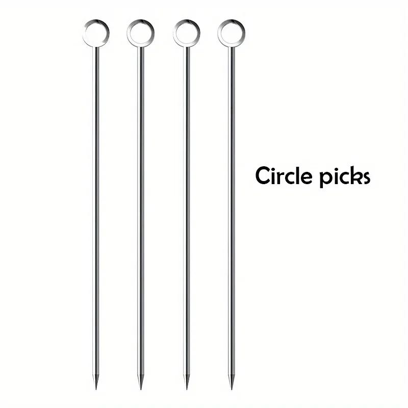 4pcs Stainless Steel Cocktail Picks Fruit Picks Cocktail Sticks For Bar Pub Club Restaurant And Home Use Drinkware Accessories