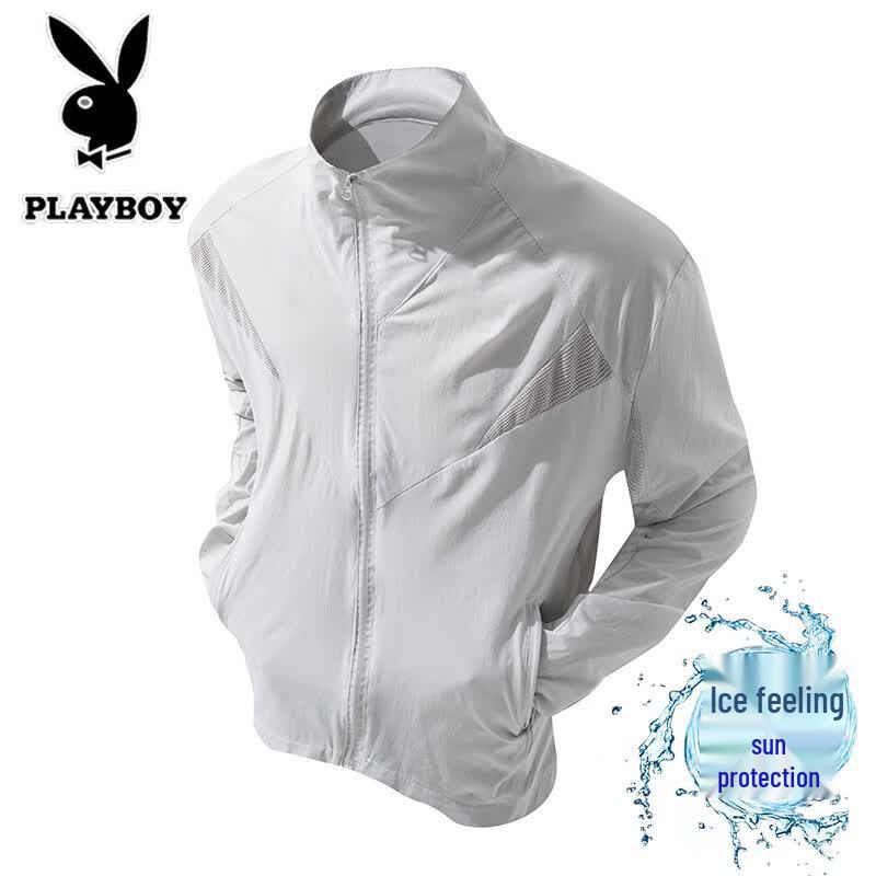 PLAYBOY Men s Lightweight Stand-Collar Sun Protection Jacket L серый
