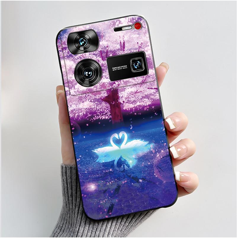 Cute Case For ZTE Nubia Z60 Ultra 5G Capa Fundas Printing Shells Protective Back Cover Soft Silicone Cartoon Black Casing Coque