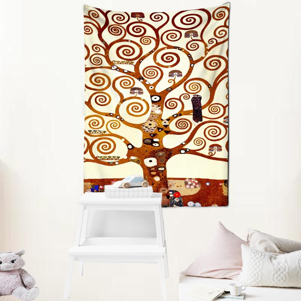 Tree Of Life Oil Painting Tapestry Wall Hanging Hippie Tapiz Art Style Mystic Sorcery Abstract Dorm Living Room Decor