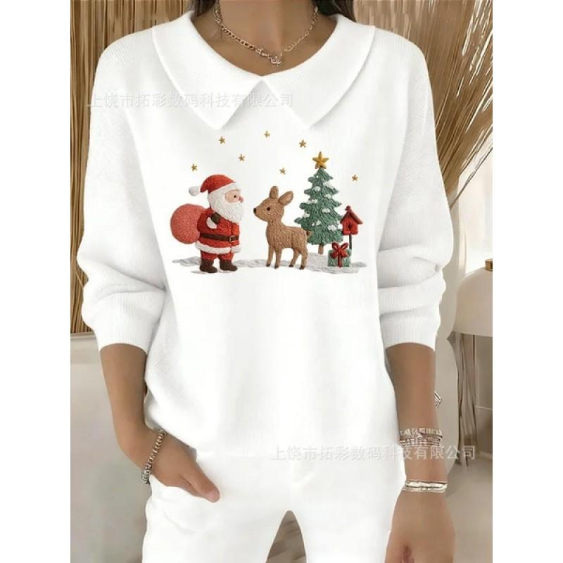 Womens Oversized Long Sleeve Crewneck Sweatshirt 2025 Fall Casual Pullover With 3D Print Acrylic Fabric