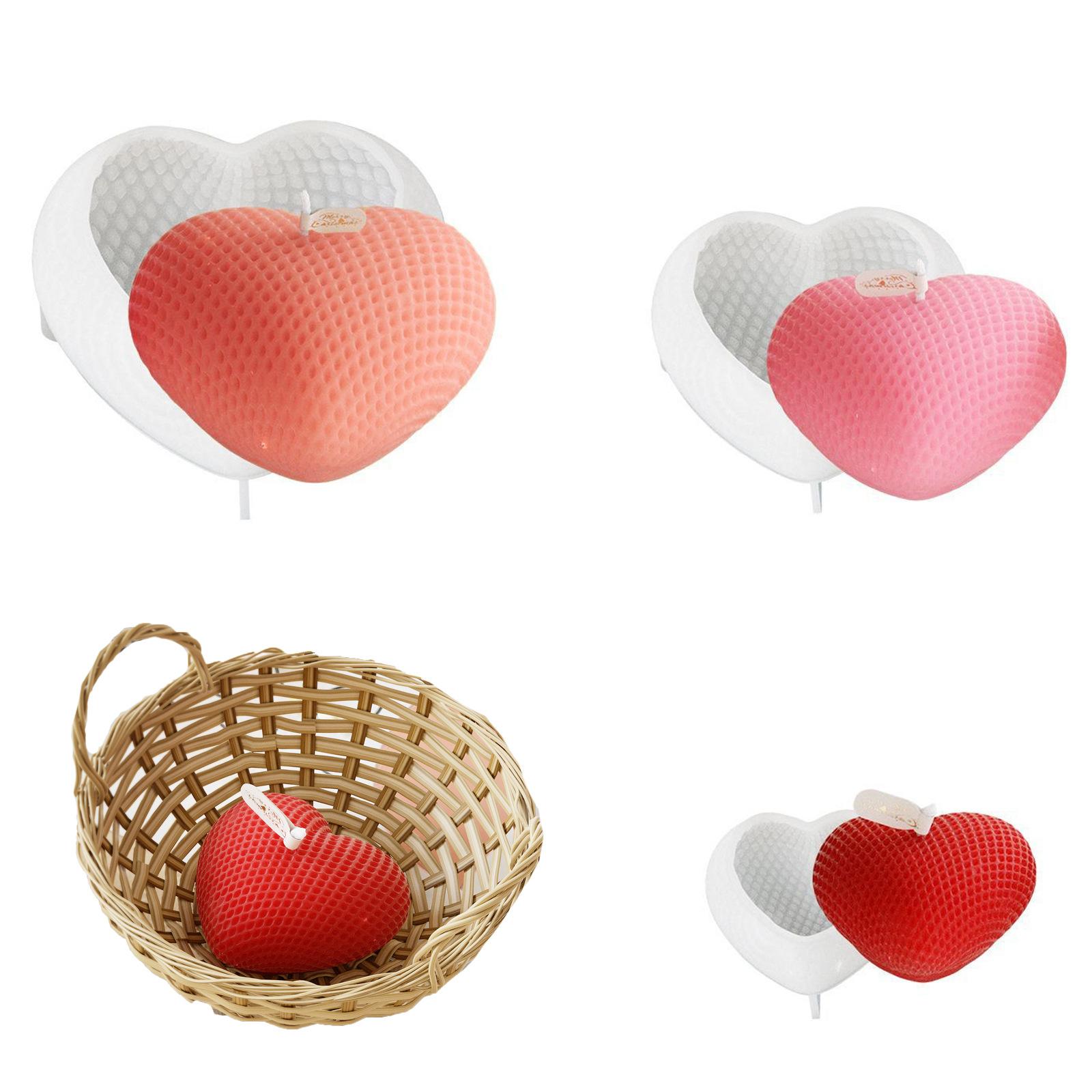

3PCS Frosted Mesh Woven Heart-Shaped Resin Molds for DIY Heart Candles, Clay, Plaster Ornaments, And Silicone Molds for Desktop