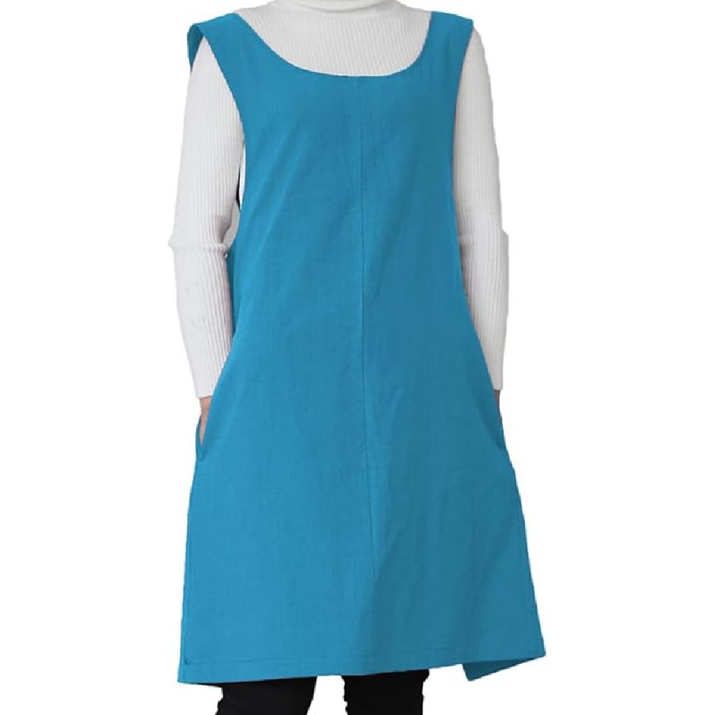 Cotton Linen Japanese Apron Halter Cross Back Bandage X Shape Aprons Two Pockets