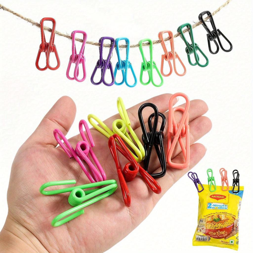 10pcs Food Clips Tongs Sandwich Self Service Clips Multi Purpose Colorful Metal Bag Clips for Kitchen Home Spring Action Food Bag Seal Clips