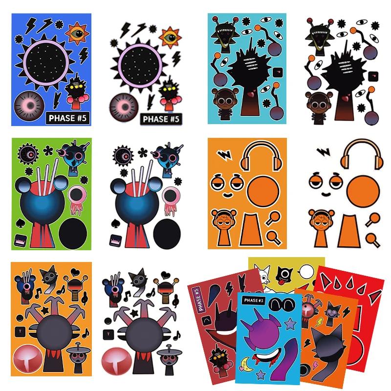 

10/22/32 ШТ. Наклейки Sprunki Наклейки «Сделай лицо» Создай свою наклейку Sprunki для поощрения в классе, украшения книги, подарок ребенку
