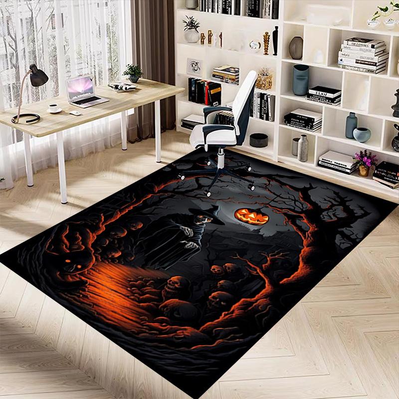 1pc Halloween Spooky Carpet Anti Slip Polyester Floor Mat for office.Bedroom